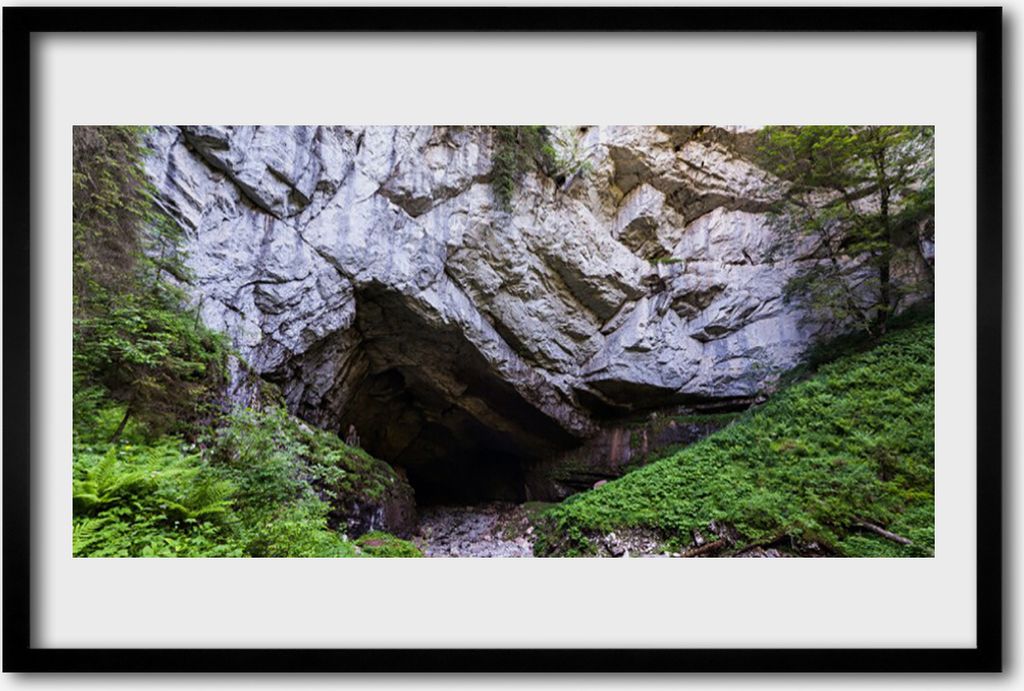 Bild 60x40 MDF-Rahmen Wandkunst Berghöhle Natur
