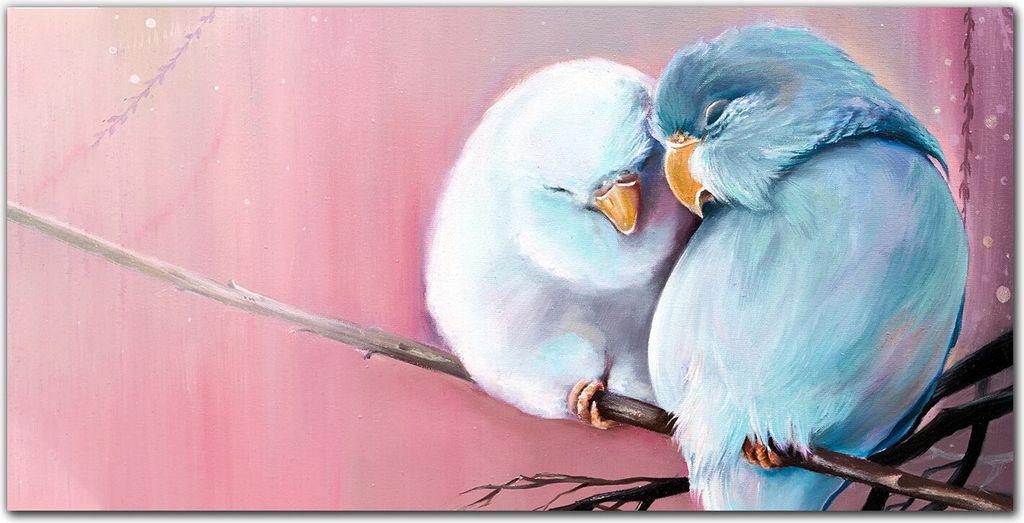 Coloray Bild aus Acryl 100 cm x 50 cm - Wohnzimmer Acrylblock mit Bild Wanddekoration Gehärtetes Acryl Dekoration Küche - Tier Vögel Zweig