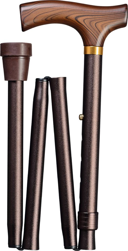 Gastrock Gehstock, klappbar – Bronze – Fritz-Griff – Verstellbar von 85 bis 95 cm – Hartholzgriff – 18 mm – Aluminiumschaft – Gehstoc...