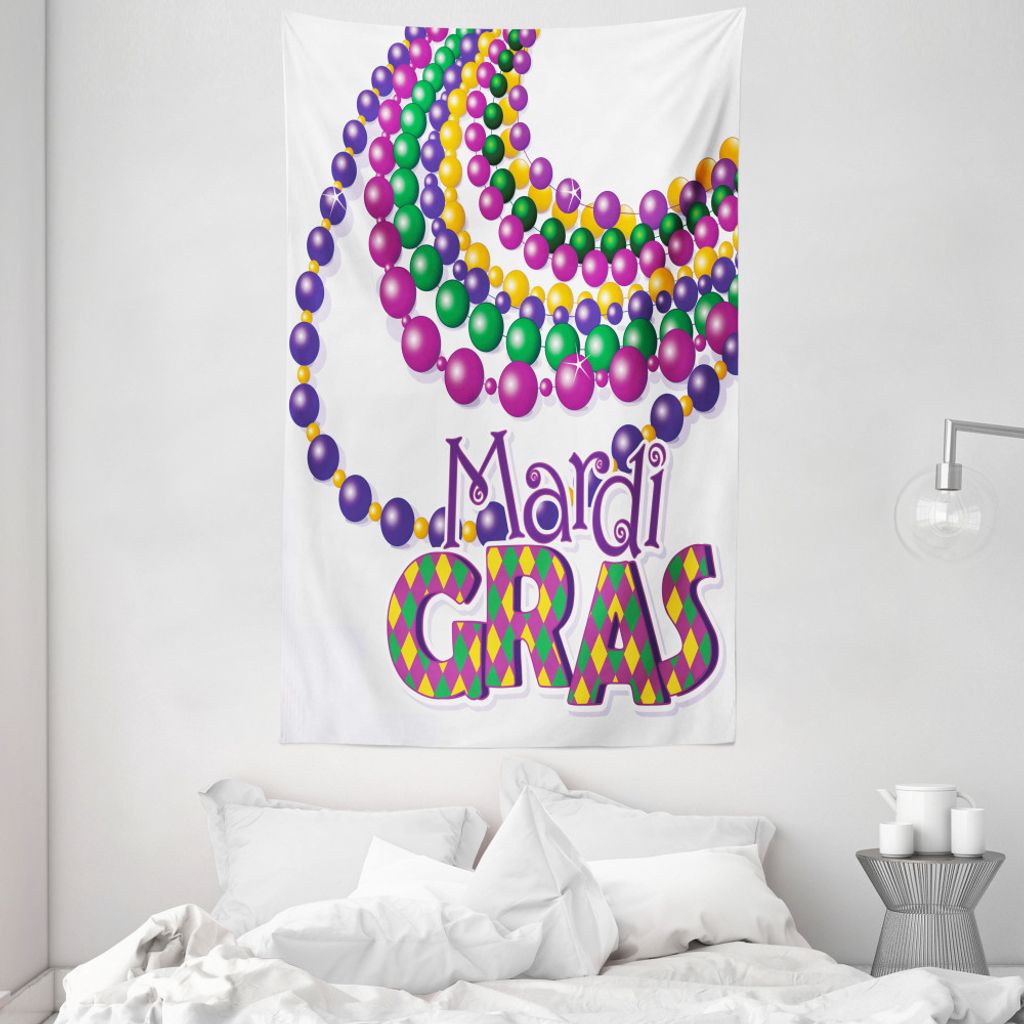 ABAKUHAUS Karneval Wandteppich und Tagesdecke, Party-Perlen-Muster aus Weiches Mikrofaser Stoff Waschbar ohne Verblassen Digitaldruck, 140 x 230 cm...