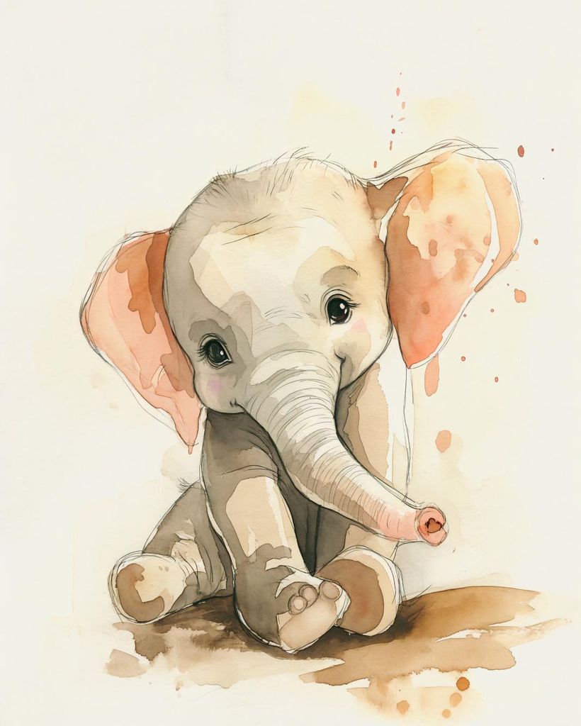 Plakat 40x50cm Grauer Elefant