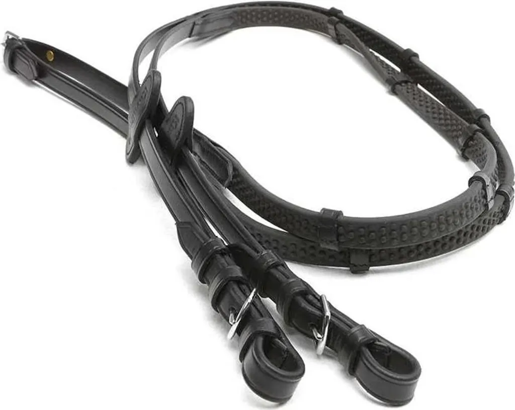 Rênes Kavalkade Grip W noir anti-glisse - Solution pour mains fuyantes