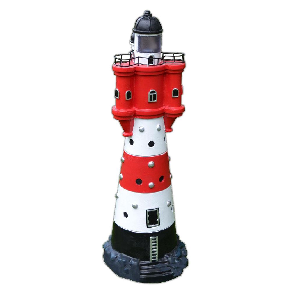 XL LED Solar Leuchtturm 50 cm | Garten Deko Leuchtfeuer Rot Produktbild 
