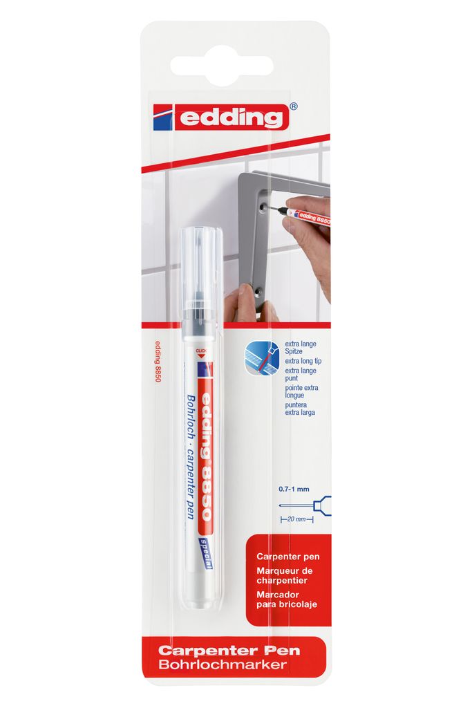 EDDING 8850 4-8850-1-4001 Bohrlochmarker Schwarz 0.7 mm 1 mm 1 St./Pack. - 1 Stück(e) - Schwarz - Feine Spitze - Schwarz - Blau - Rot - Weiß - Ku...