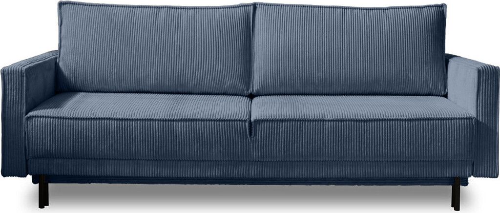 Lisa Design Charlie, 3-Sitzer Sofa mit Schlaffunktion und Bettkasten, aus Cord , Marineblau