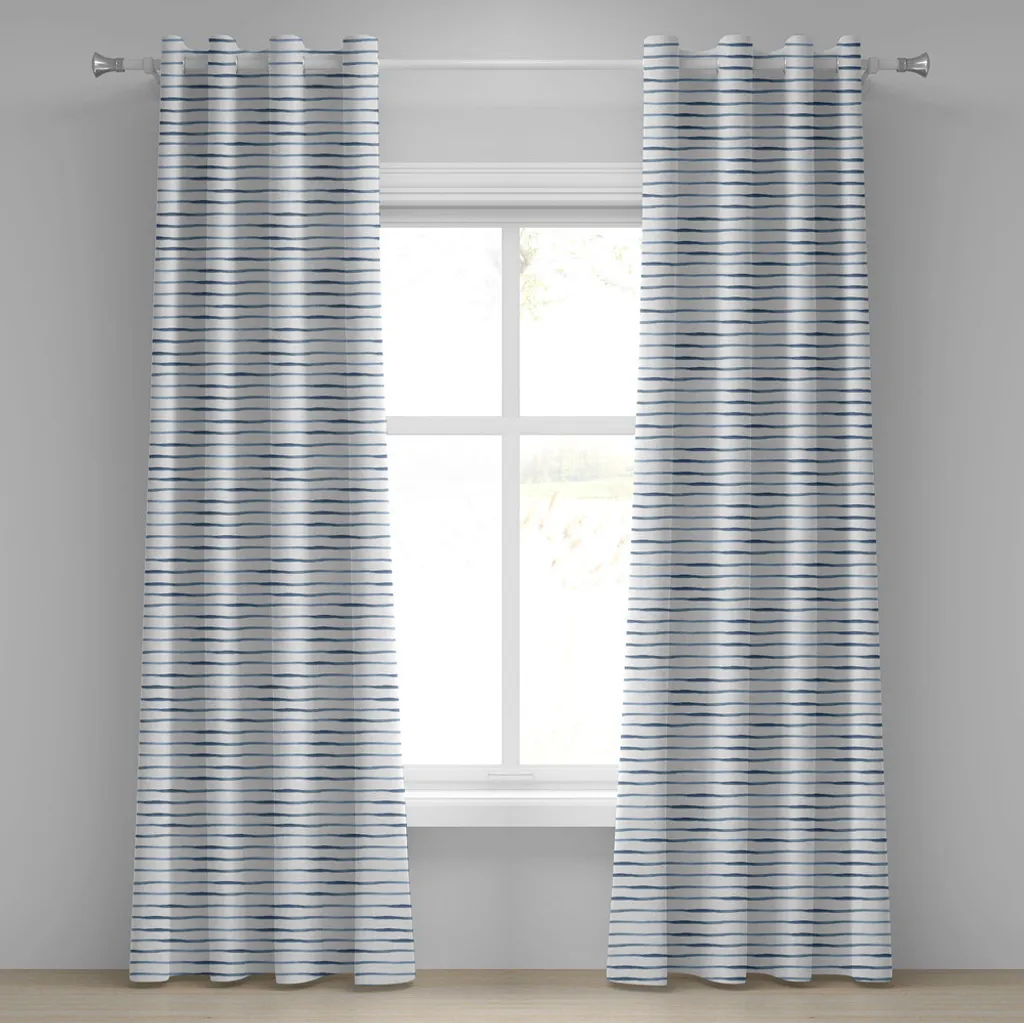 Tenda Moderna Harbor Stripe ABAKUHAUS Blu Bianco per Loft e Ufficio