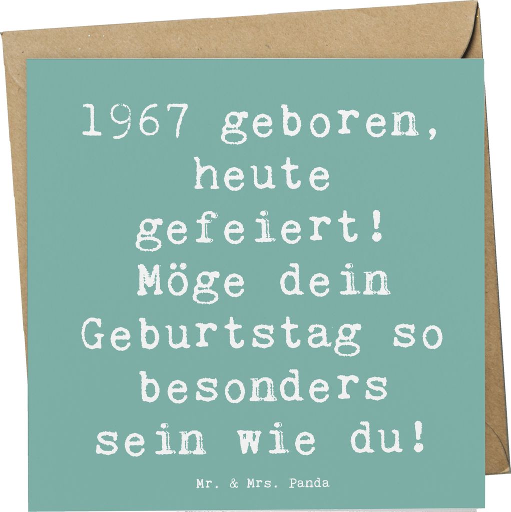Mr. & Mrs. Panda Glückwunschkarte Spruch 1967 Geburtstag - Meeresbrise - Geschenk, Geschenkideen, geboren, Jahrgang, Klappkarte, Grußkarte, anlas...