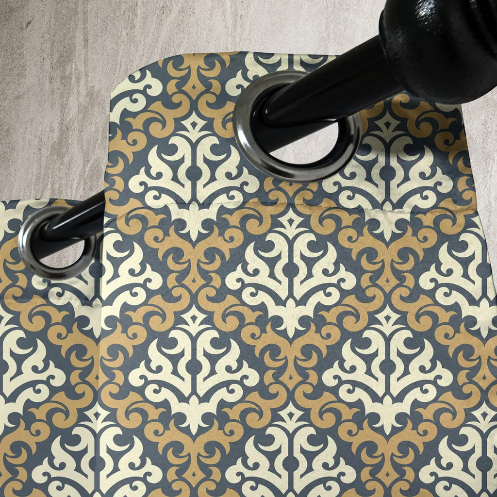 Rideau motifs feuilles anciennes style royal baroque 280x175 cm