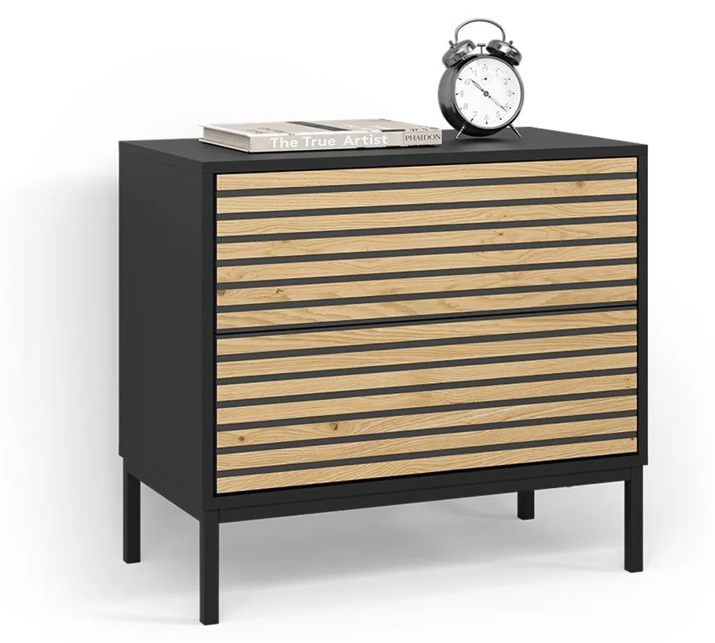 Table de nuit Livinity Aterno Chêne doré et Anthracite - Modèle 58762