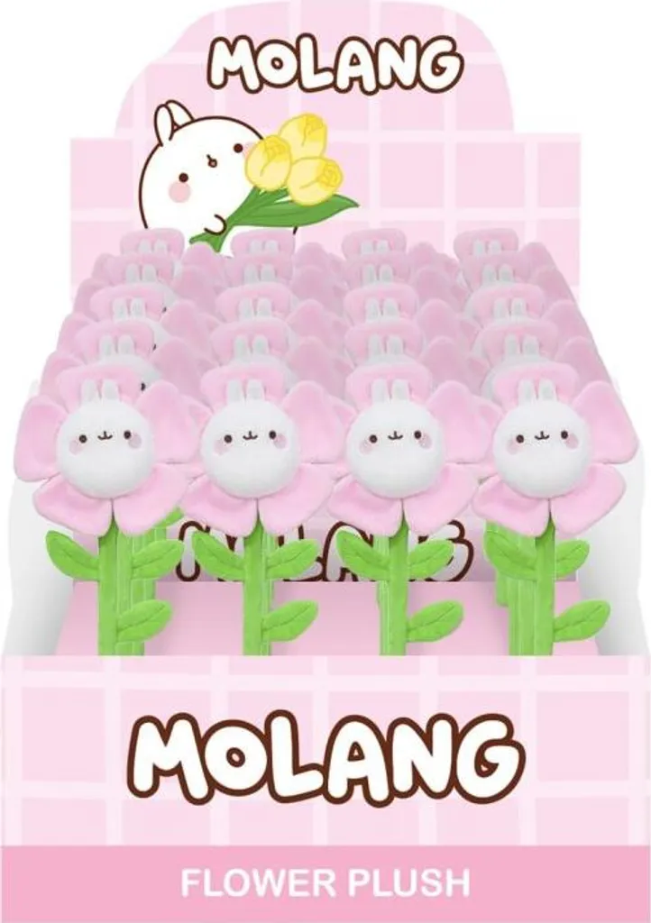 Figurines en peluche Molang Cute Flower de 33 cm en présentoir de 20