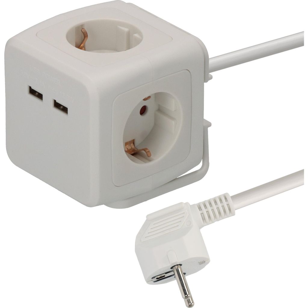 BAT Steckdosenwürfel 4-fach mit 2x USB (Mehrfachsteckdose Produktbild 