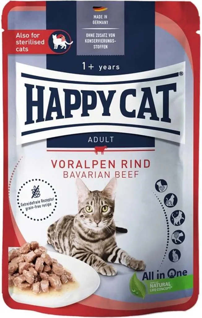 Menu Complet Chat Heureux au Bœuf - Lot de 20 Sachets Sauce pour Chat