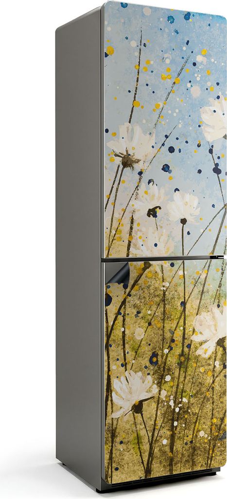 Aquarell zarte Wiese – Magnetische Kühlschrank Abdeckung – Dekorfolie magnetisch Küche – Kühlschrank Magnet Deko – selbstklebende Magnet...