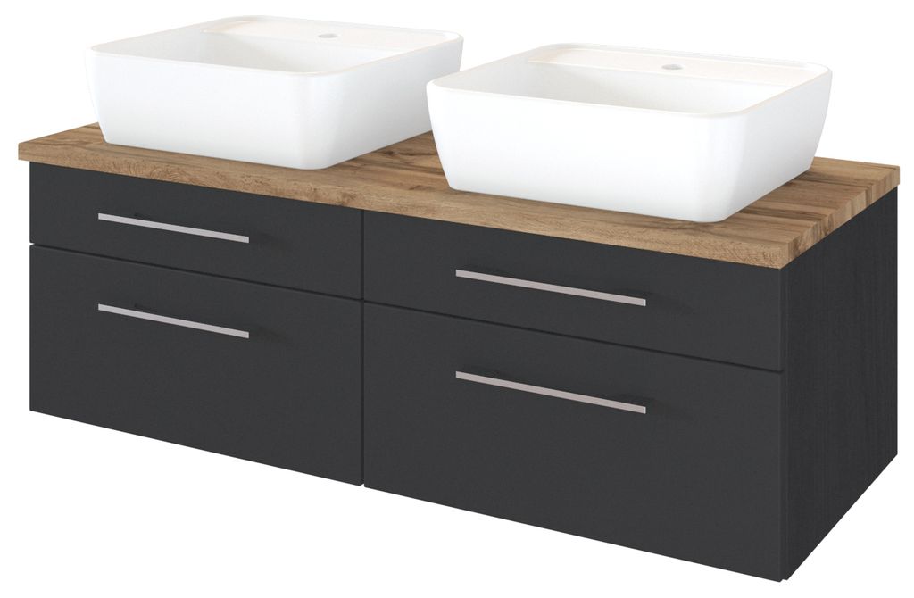 Held Möbel Waschtisch Davos 120 cm graphit/matt grau