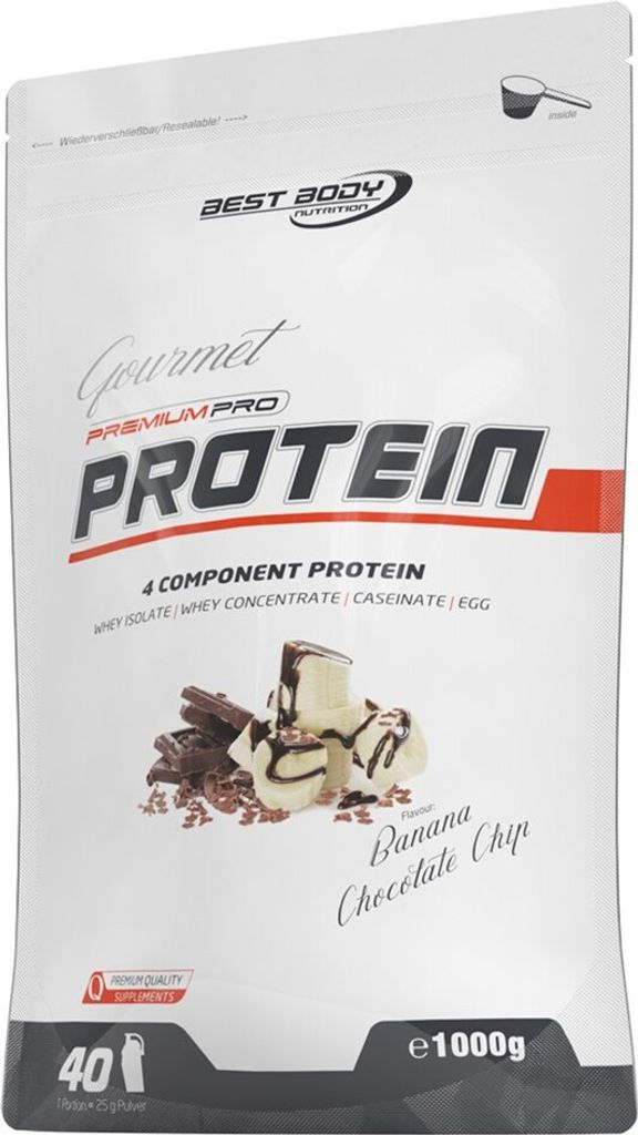 Best Body Nutrition - Gourmet Premium Pro Protein - 1000 g Zipp-Beutel, 1 x 1000 g Zipp-Beutel, Geschmack: Banana Chocolate Chip