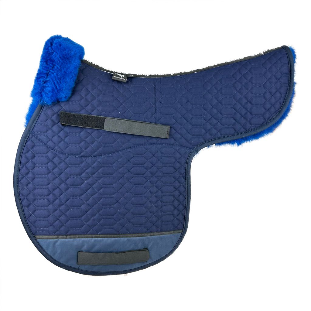 Engel Reitsport Satteldecke SADEK1 Lammfell & Baumwollsteppstoff, Fell in Sattellage, Fellkranz vorne, Marine-Marine-VSS (Vielseitigkeit/Springen)