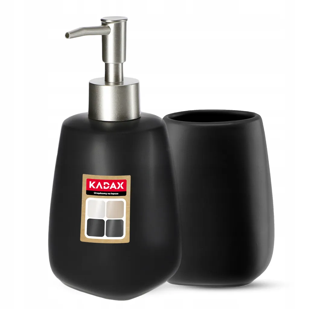 Set Bagno KADAX Palmi Nero in Vetroceramica: Accessori Design Moderno