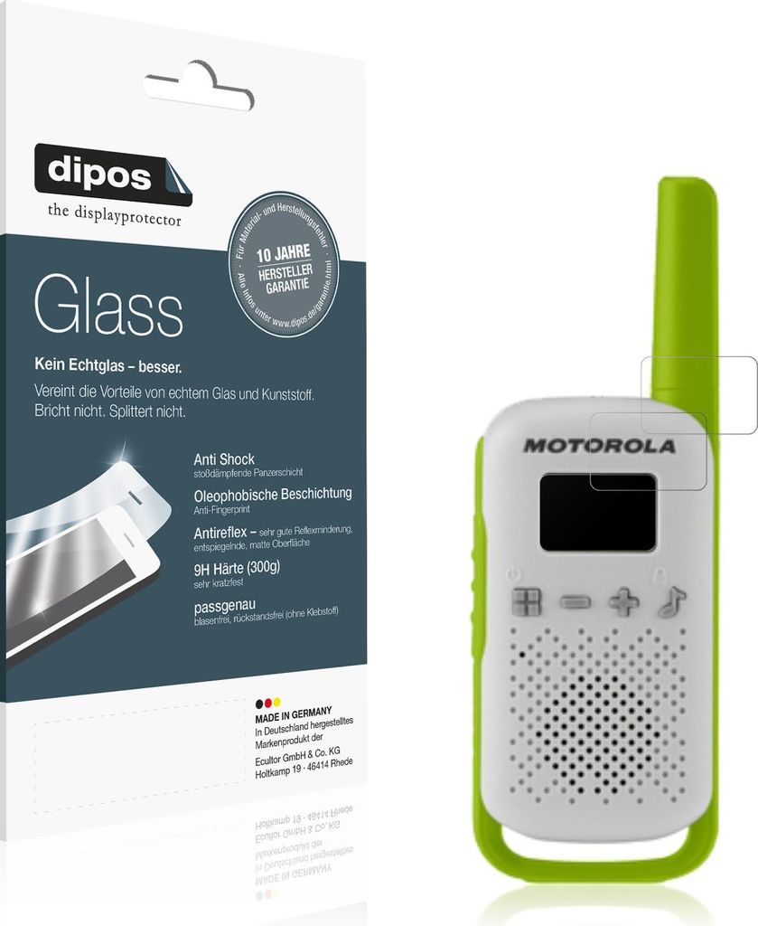 2x Schutzfolie für Motorola Talkabout T42 PMR matt - Anti-Shock 9H Folie dipos Glass Kunststoffglas