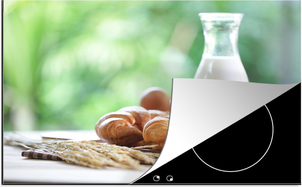 KitchenYeah Herdabdeckplatte Französisches Frühstück in der Natur , 80x52cm, Küche Deko, Glaskeramikfeld Herdabdeckung, Abdeckplatte fùr Koc...