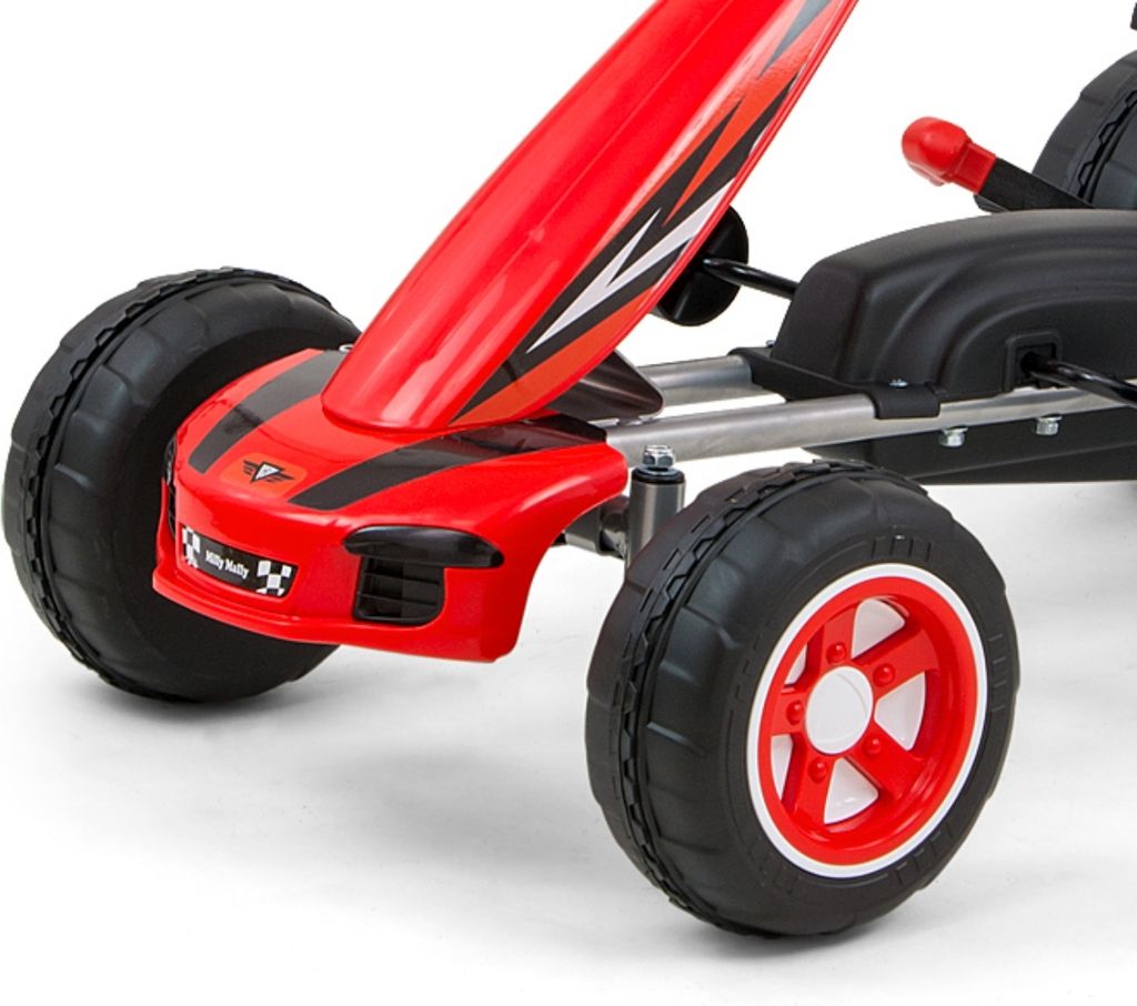 Milly Mally Kart à Pédales Thor – Véhicule Sportif Enfant 3-8 Ans – Construction Métallique, Frein à Main, Roues Gonflables – (Bleu/Rouge/Rose/Vert)