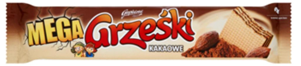 Grześki Mega Kakaowe Wafel przekładany kremem kakaowym 34 g Zdjęcie produktu 