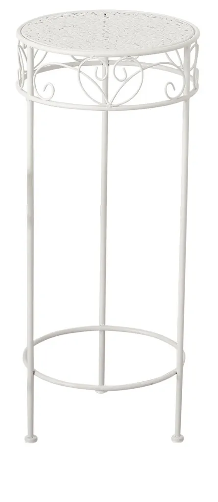 Support fleurs blanc 30x70 cm - Table d'angle haute pour décoration zen