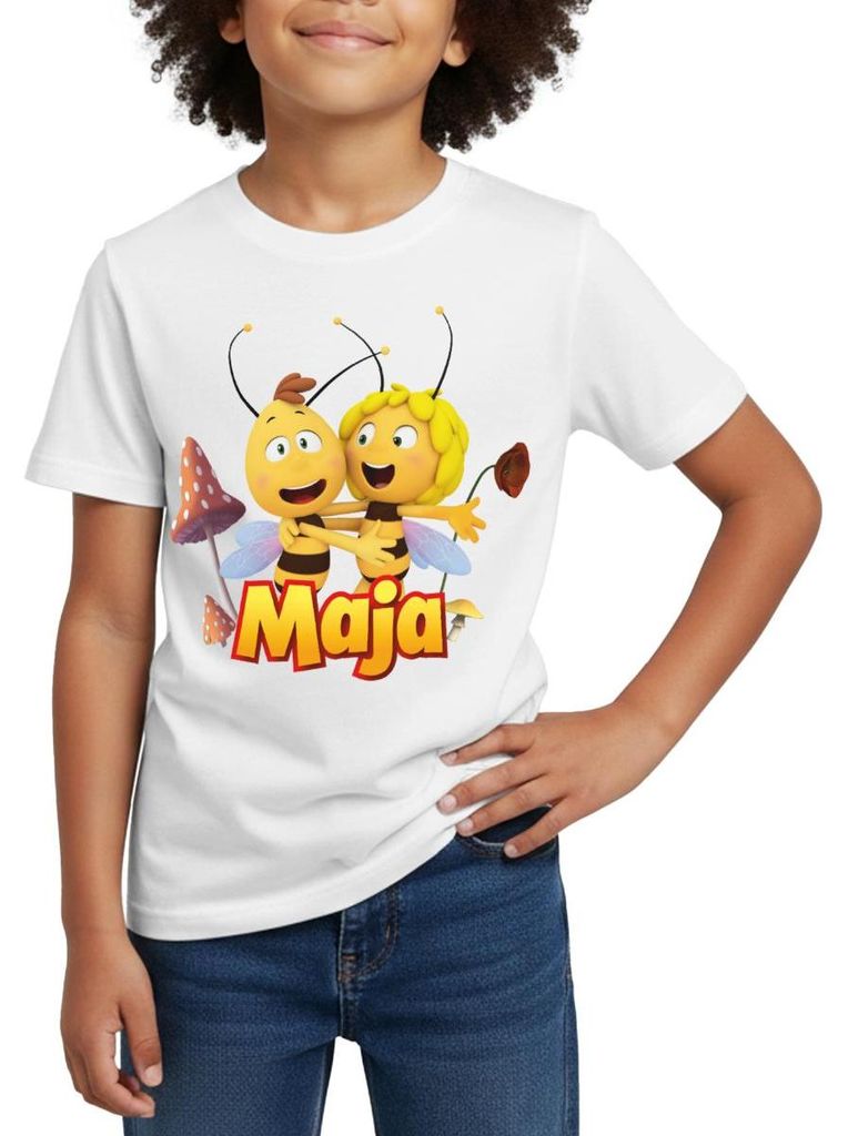 Spreadshirt Biene Maja Freundschaft Mit Willi Kinder T-Shirt, 98/104 (3-4 Jahre), Weiß