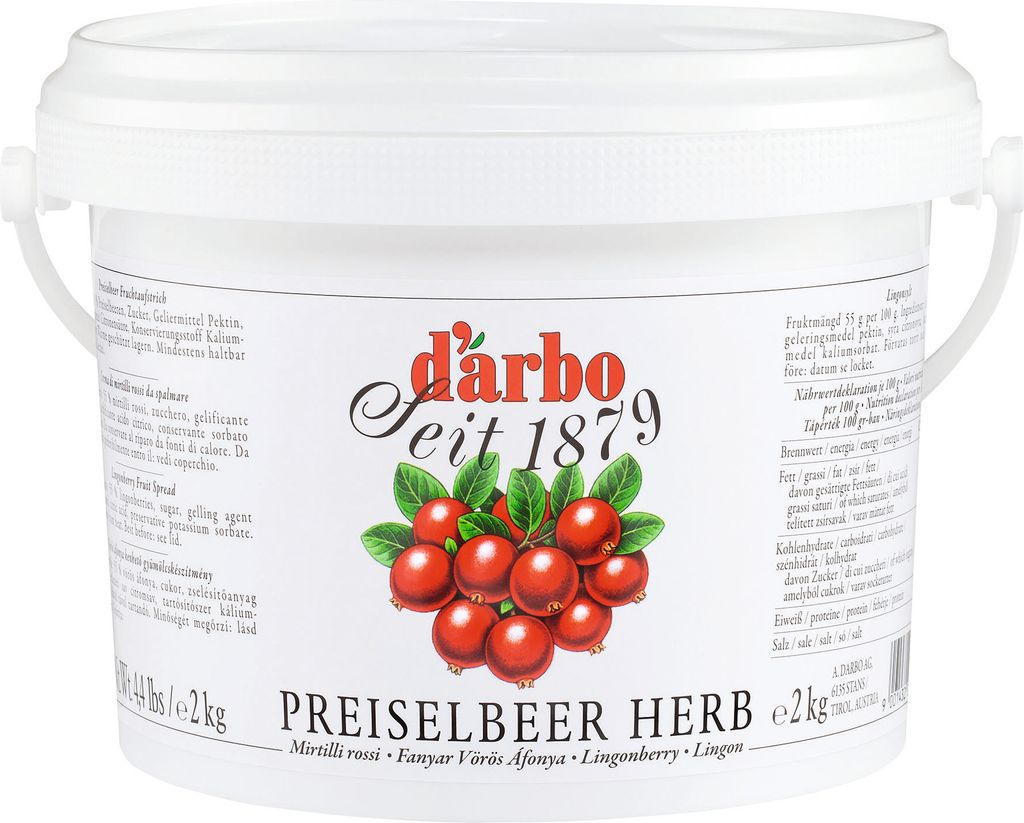 Food-United PREISELBEEREN-FRUCHTAUFSTRICH herb 2kg im Eimer von DARBO