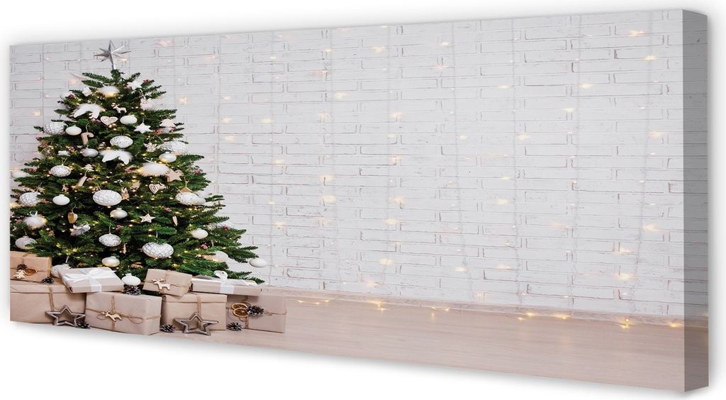Leinwandbild 125x50 Wandkunst Weihnachtsbaumdekoration Geschenke