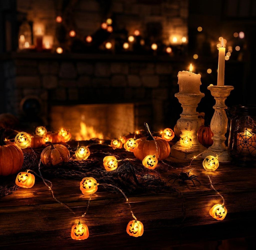 Lichtsnoer, Halloween, dýně - 2 metry - 20 LED diod - Obrázek produktu 
