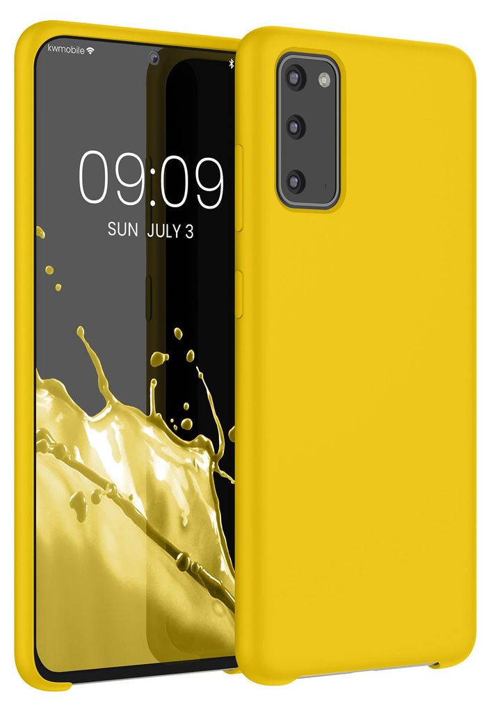 kwmobile Handyhülle für Samsung Galaxy S20 Hülle - Case Silikon - Kabelloses Laden - Schutzhülle Cover in Strahlend Gelb