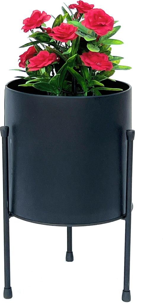 DanDiBo Sgabello per fiori con vaso in metallo nero 32 cm Supporto per