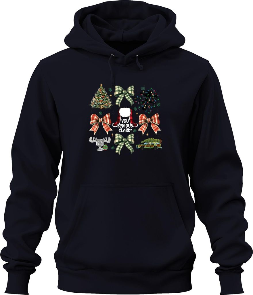 You Serious Clark Weihnachtsbaum Griswold Auto Lichterkette Retro Uni Hoodie Kapuzenpullover, Navy, M