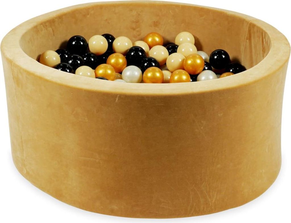 Trockenpool 90x40 Velvet Soft Carmel mit 300 Bällen: Beige, Hellgold, Gold, Schwarz