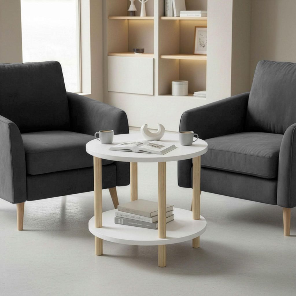 CARENZA HOME Beistelltisch Rund Eiche 2 Ablagen 49 x Ø 42 Produktbild 