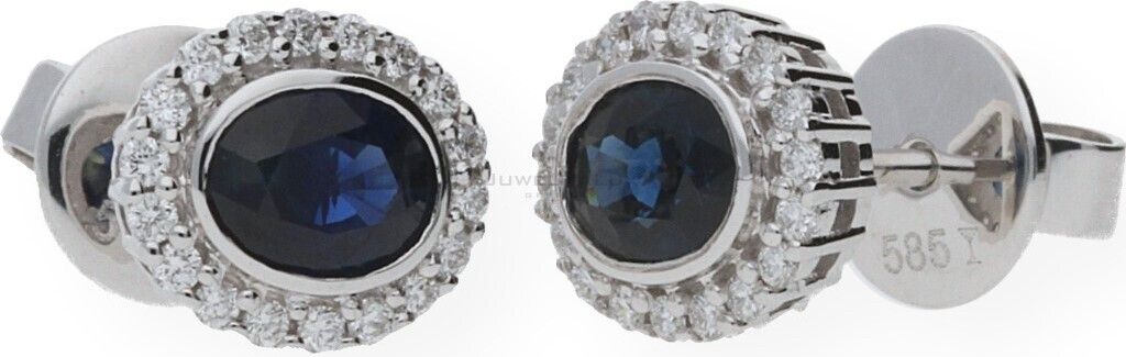 JuwelmaLux Ohrstecker 585 Weißgold mit Saphir und Brillant JL10-06-0175