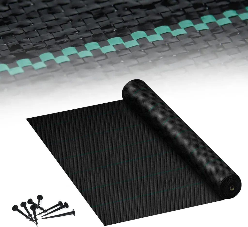 Désherbage facile : Bâche HDPP 100g/m² avec 102 clous 1x50m CEEDIR Noir