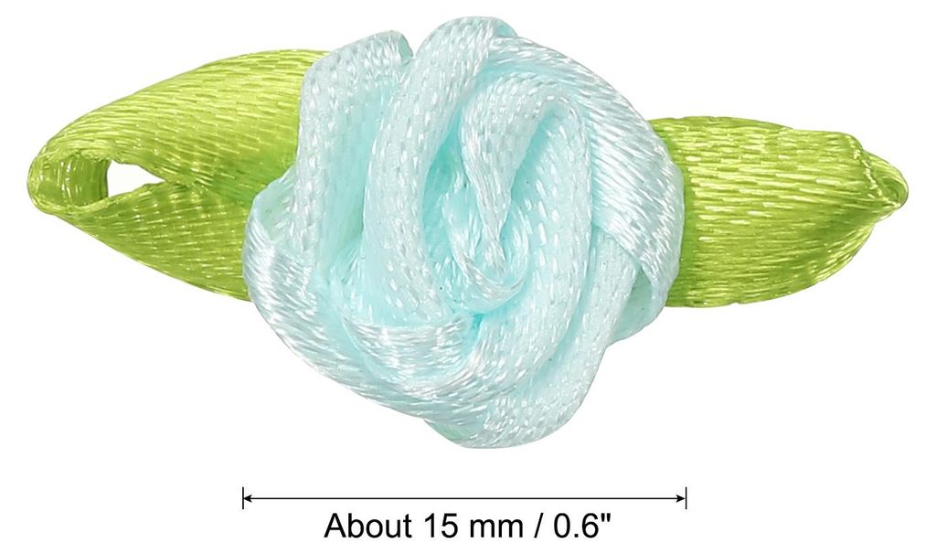 Mini Satinrosen, 100 Stš¹ck winzige Stoffblumen mit grš¹nen Bl?ttern, Verzierungen, Rosettenapplikationen fš¹r DIY-Basteln, N?hen, Hochzeit, ...