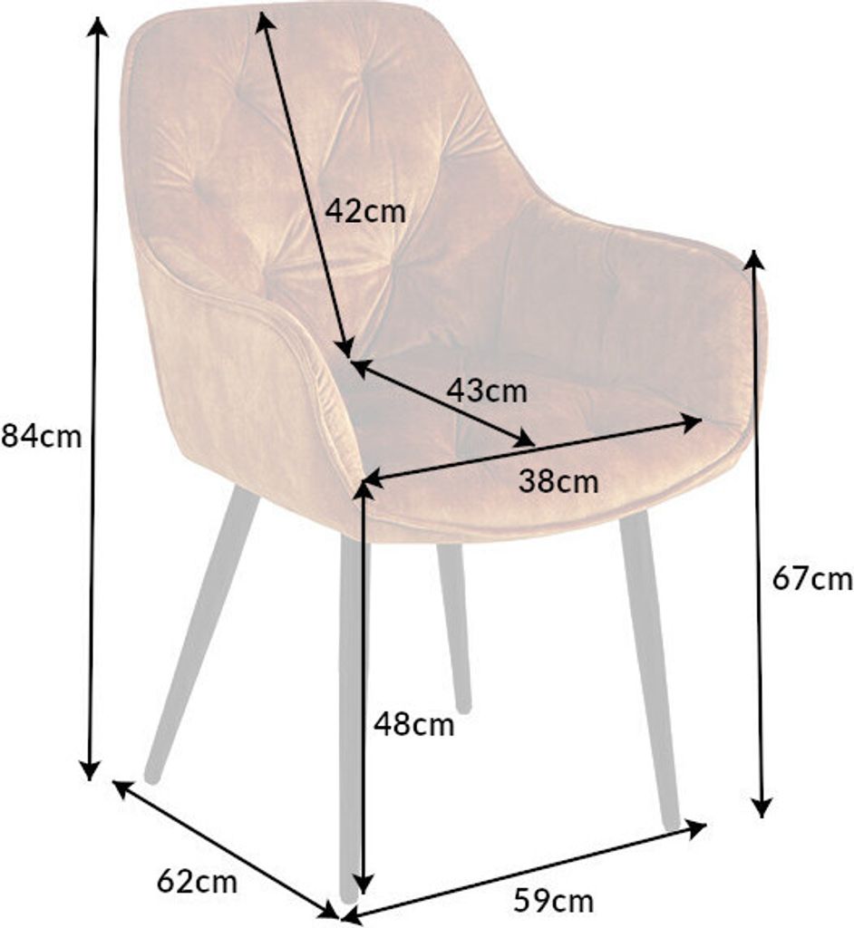 riess-ambiente Design Stuhl MILANO senfgelb Samt mit Produktbild 12