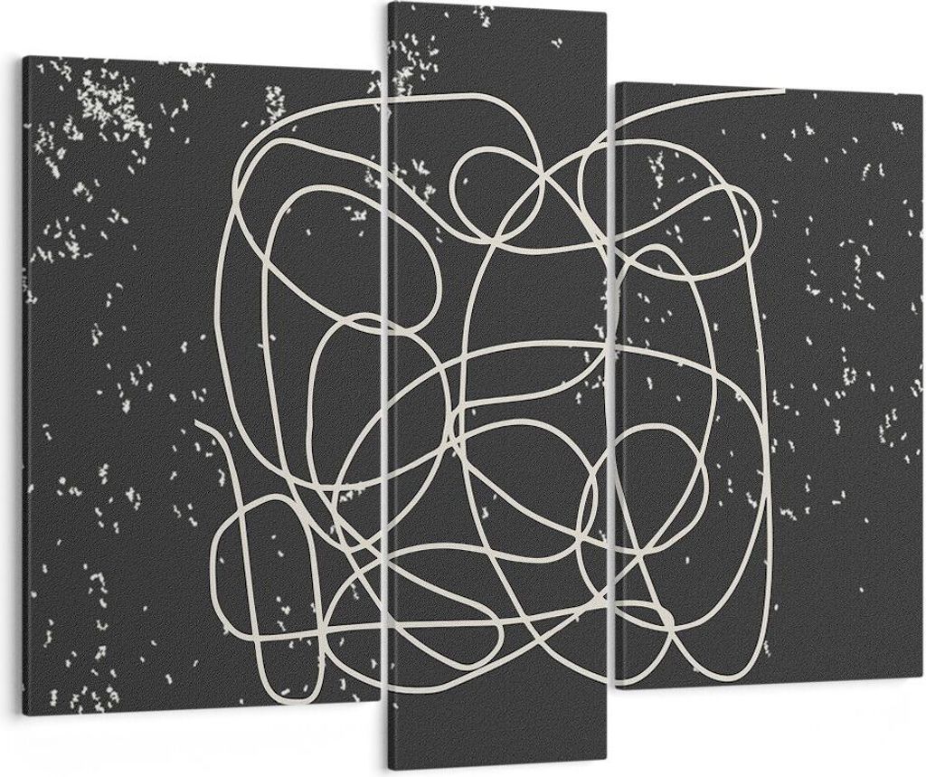 Bild auf Leinwand - Leinwandbild - 3 Teile - Modern Linie Schwarz - 95x80cm - Wand Bild - Wanddeko - Wandbilder - Leinwanddruck - Bilder - Wanddeko...