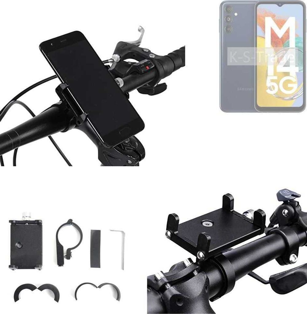 K-S-Trade Handyhalterung für das Fahrrad kompatibel mit Samsung Galaxy M14 5G Halter Lenkstange Fahrradhalterung Motorrad Bike Mount Befestigung