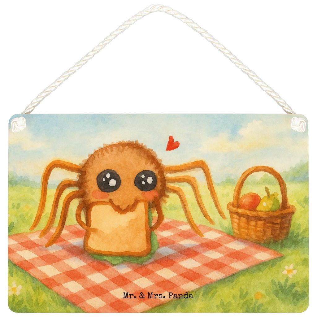 Mr. & Mrs. Panda Schild Spinne Agathe Sandwich Design DIN A4 - Weiß - Geschenk, Türschild, Wandbild Holz, holzbild, Lebensfreude, wandtafel, Hung...