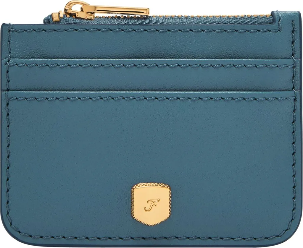 FOSSIL portacarte caso chiave Lennox Zip Card Case Drizzle blu