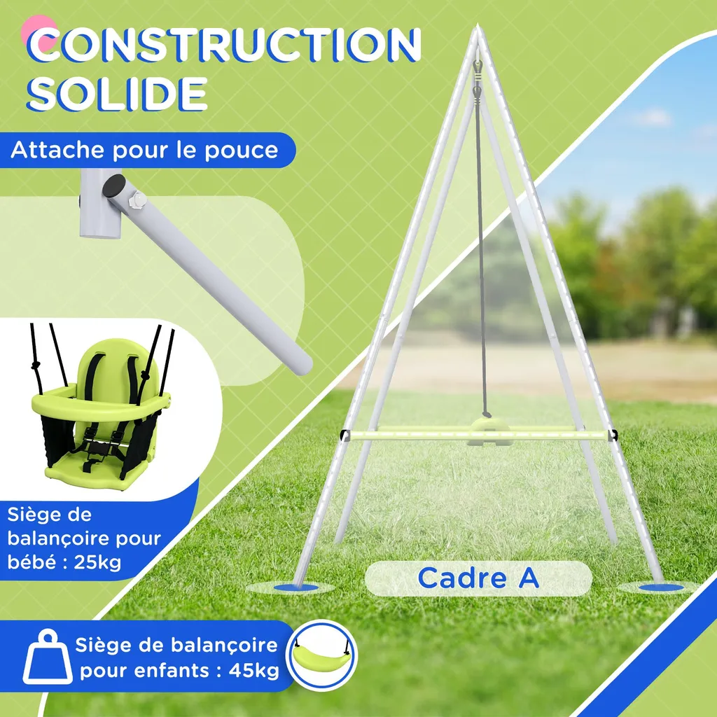Balançoire de jardin pour bébé avec harnais de sécurité complet