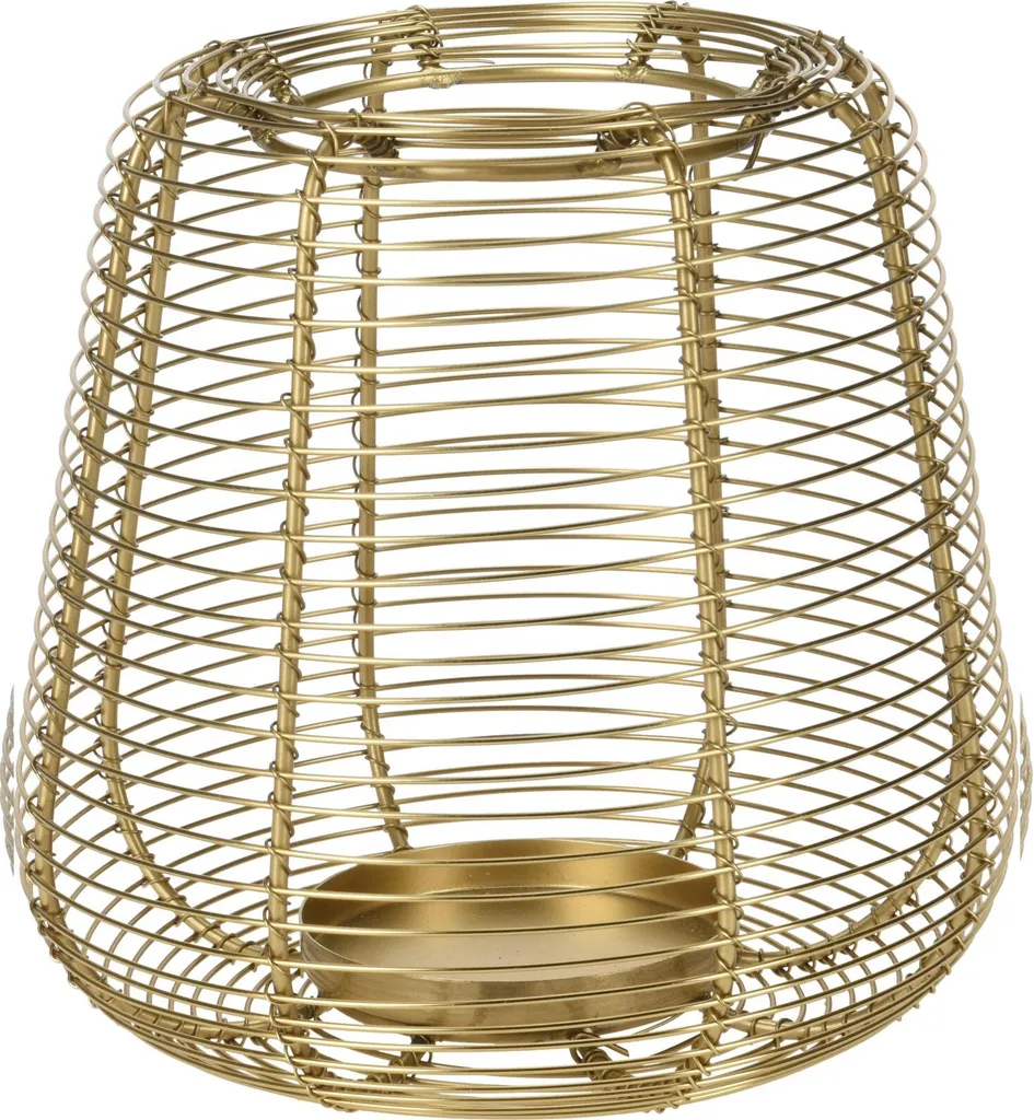 Lanterne de bougie dorée en métal Ø 17,5 cm - Photophore chic de table