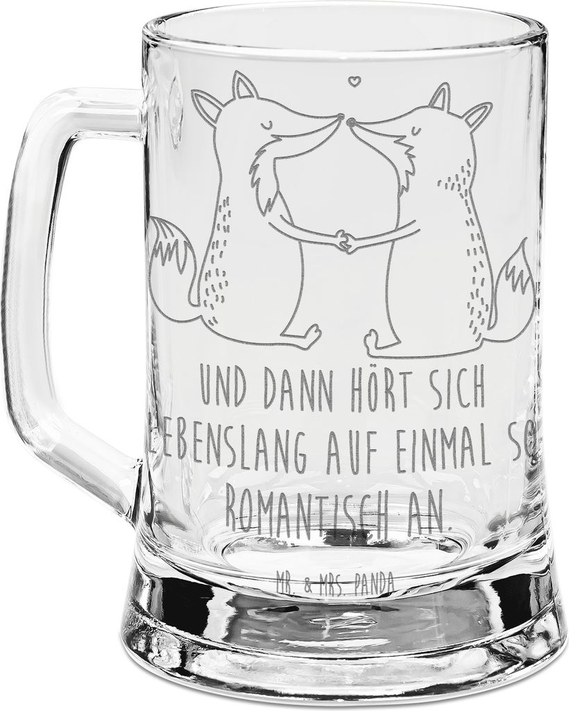Mr. & Mrs. Panda Krug Füchse Liebe - Transparent - Geschenk, Ehefrau, Fuchs, Gravur Bierkrug, Glas, Glaskrug, Seidel, Freundin, Fox, Humpen