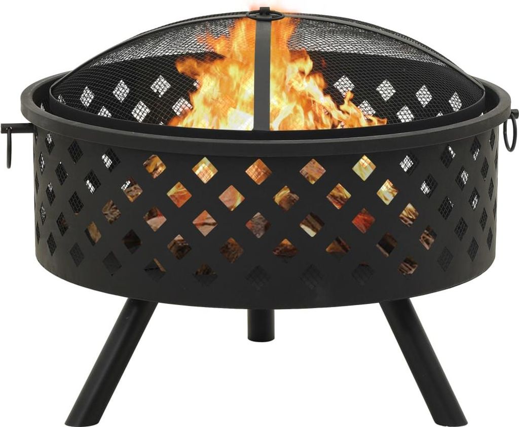 vidaXL Feuerstelle mit Schürhaken 68 cm XXL Stahl