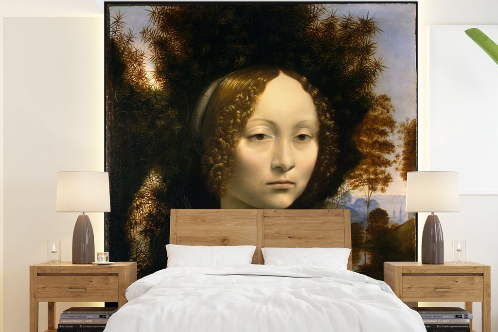 MuchoWow Fototapete für Wohnzimmer oder Schlafzimmer Wandtapete Vinyl Motivtapete Ginevra de' Benci - Leonardo da Vinci - 240x260 cm - Tapezier ...