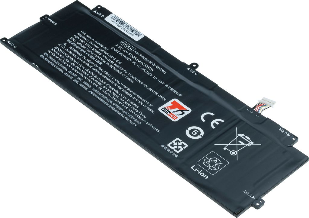 T6 Power Akku für Hewlett Packard Laptop, Teilenummer TPN-Q184, Li-Poly, 7,6 V, 5000 mAh (38 Wh), schwarz