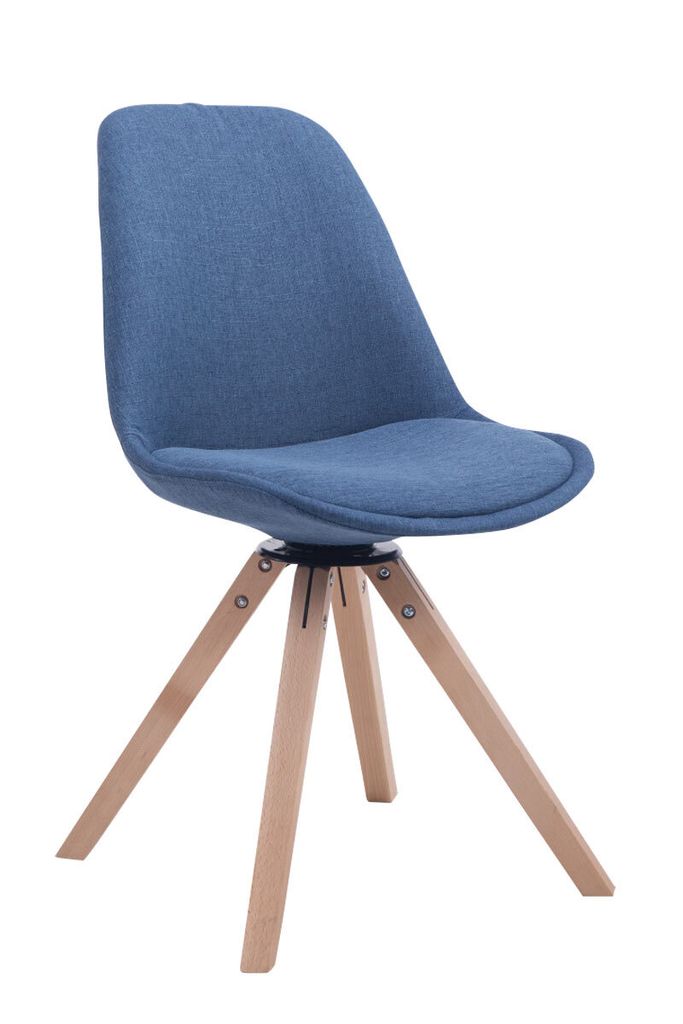 CLP Besucherstuhl Troyes Stoff Square drehbarer und mit eckigen Holzbeinen Farbe blau Gestell Farbe natur